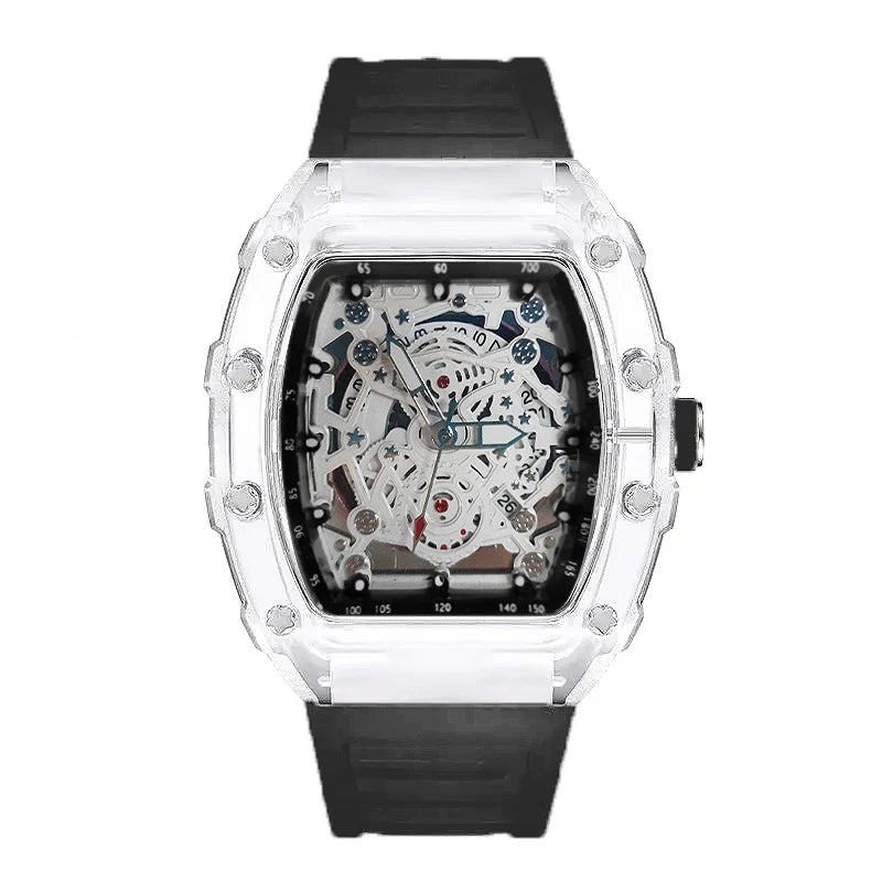 Mens Quartz Wristwatch Transparent Waterproof