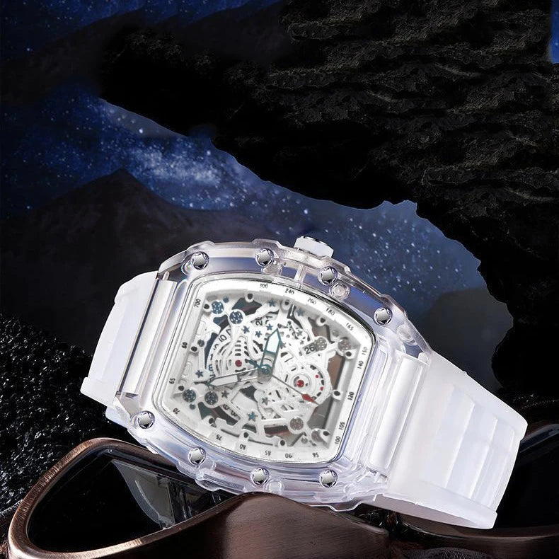 Mens Quartz Wristwatch Transparent Waterproof