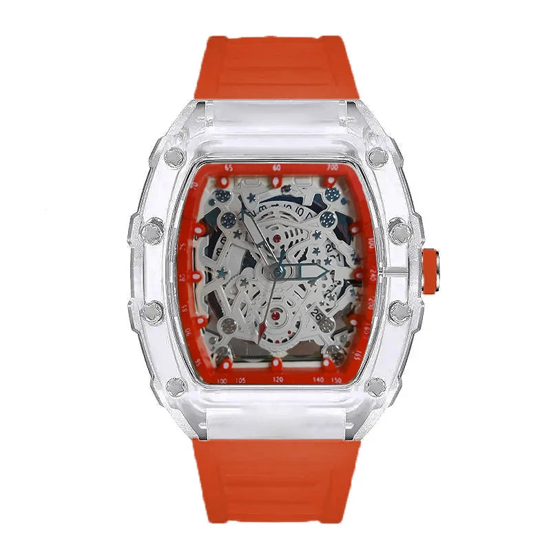 Mens Quartz Wristwatch Transparent Waterproof