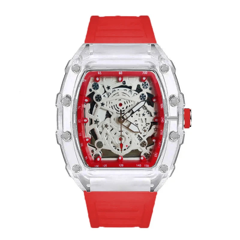 Mens Quartz Wristwatch Transparent Waterproof