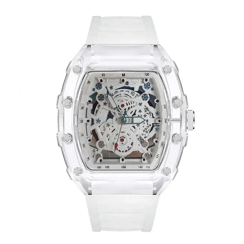 Mens Quartz Wristwatch Transparent Waterproof
