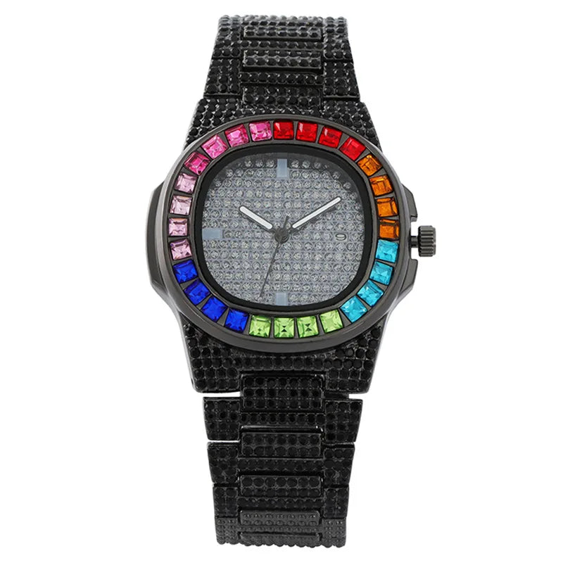 Iced Out Watch Top Brand Luxury Diamond Watch for Men Women Calendar Square Quartz Wrist Watches Unisex Relogio Drop Shipping